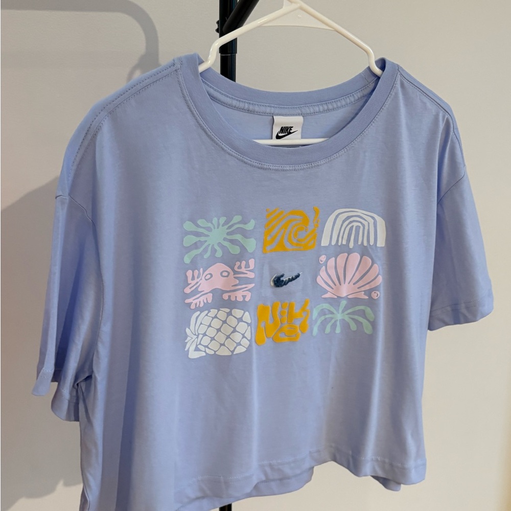 Nike Blue Tee with Orange Graphic
